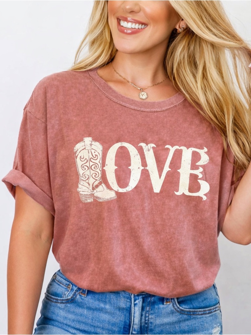 Caution To The Wind Rust Pink 'LOVE' Graphic Tee